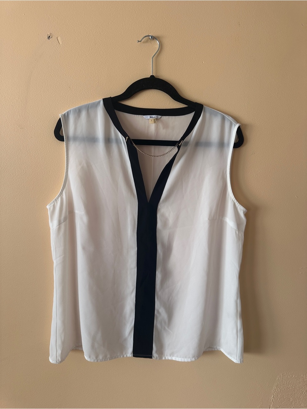 Milano Black & White Contrast Sleeveless Blouse | Size Large